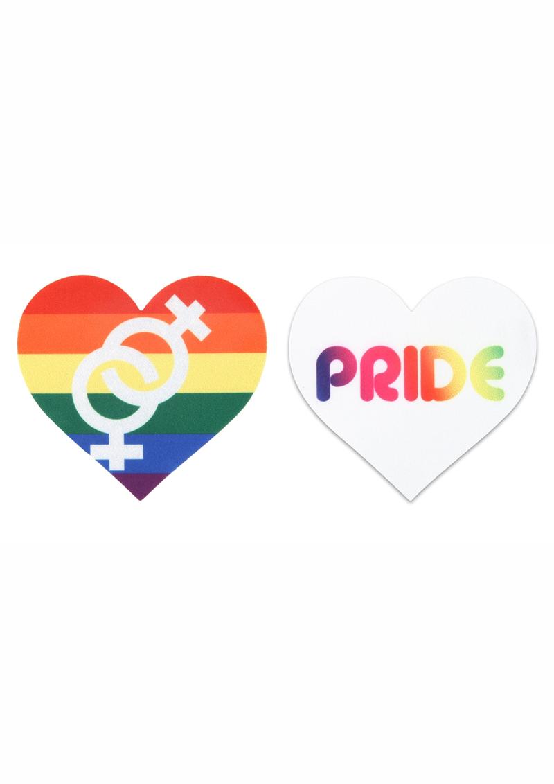 Peekaboos Pride Heart Pasties Rainbow Self-Adhesive Nipple Covers