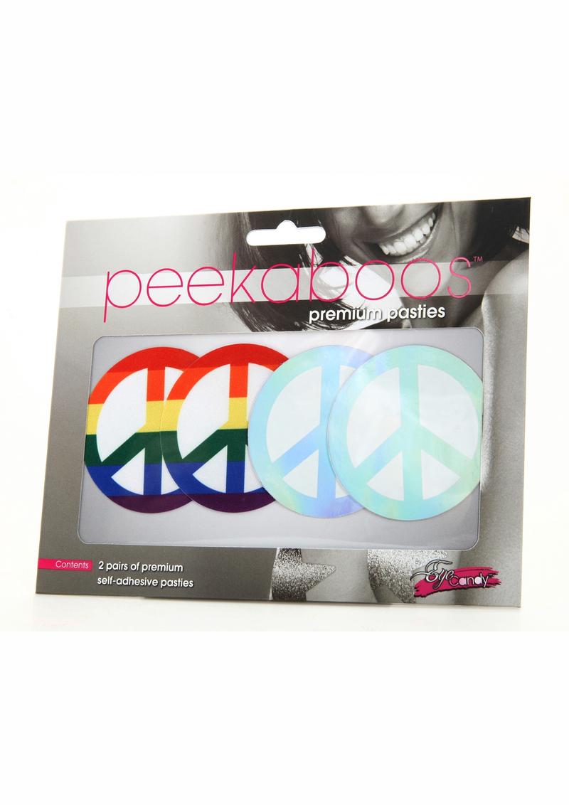 Peekaboos Pride Peace Sign Pasties Rainbow And Blue Nipple Covers