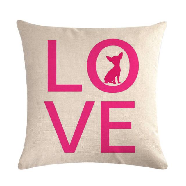 Pet Dog Elegant Design Linen Cotton Throw Pillow Covers Dog Pattern Cotton Throw Pillow Covers Car Sofa Cushion Cover Pillowcases Couch Cushion Cover Home Sofa Bed Decorative Pillows