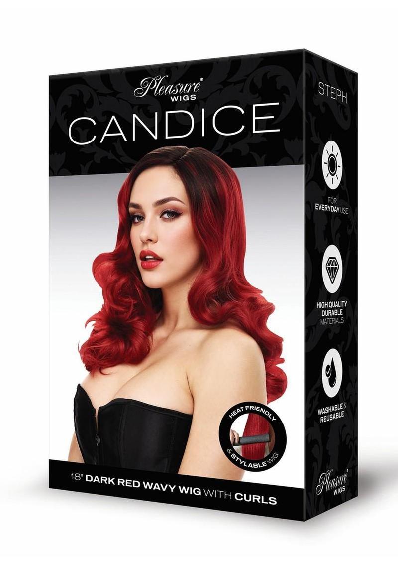 Candice 18" Dark Red Wavy Wig with Curls