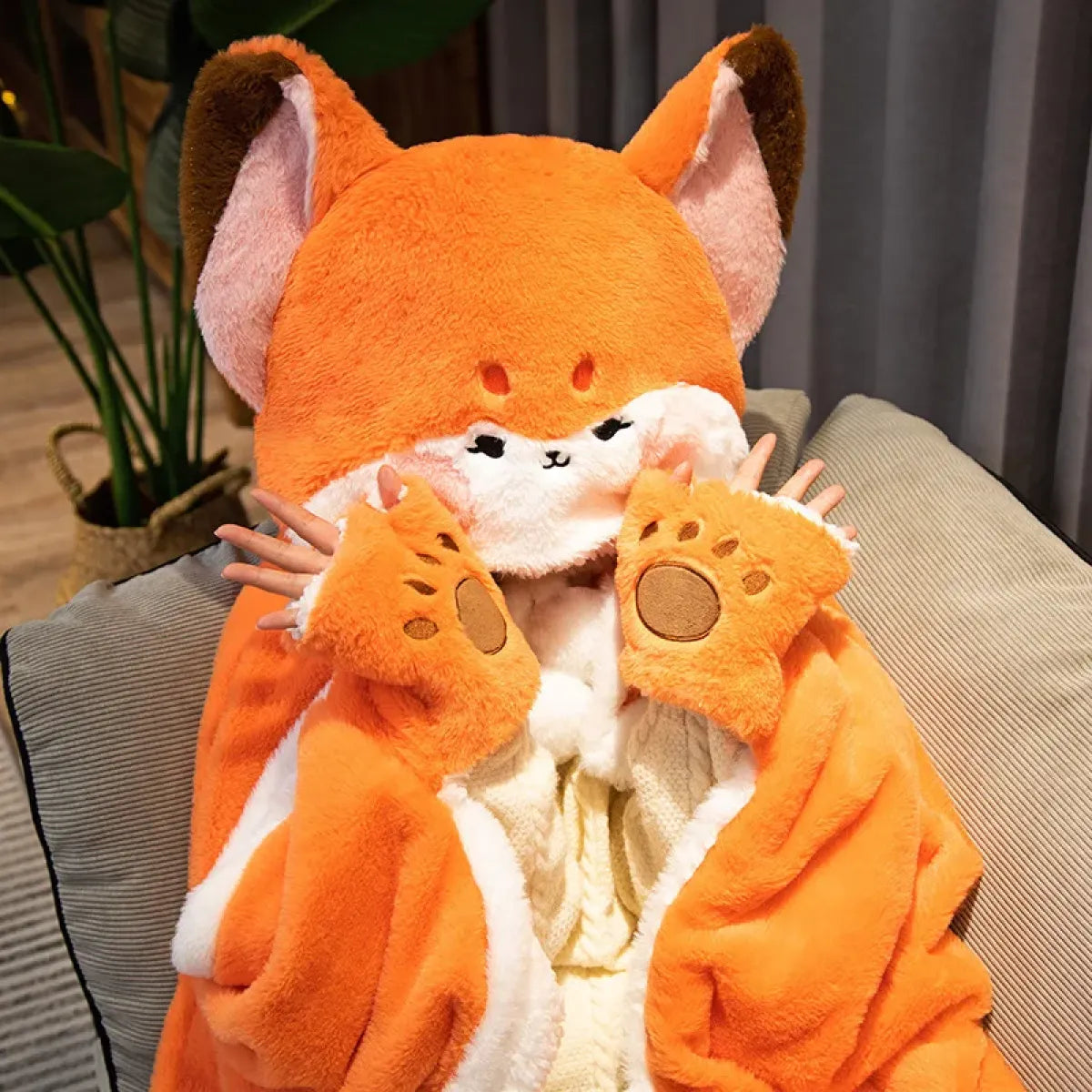 Kawaii Fox Plush Blanket Robe