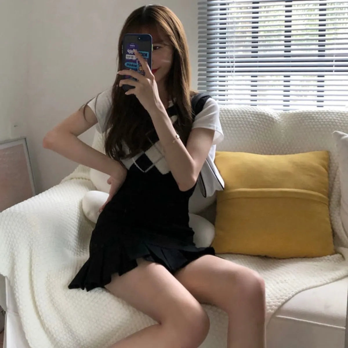 Preppy Style Solid A-line Skirt
