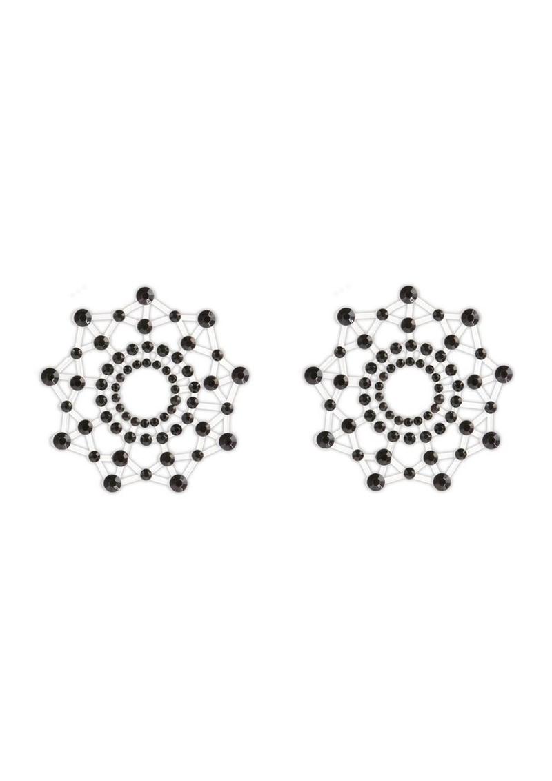 Pretty Pasties Charm III Black Self-Adhesive Rhinestone Nipple Covers