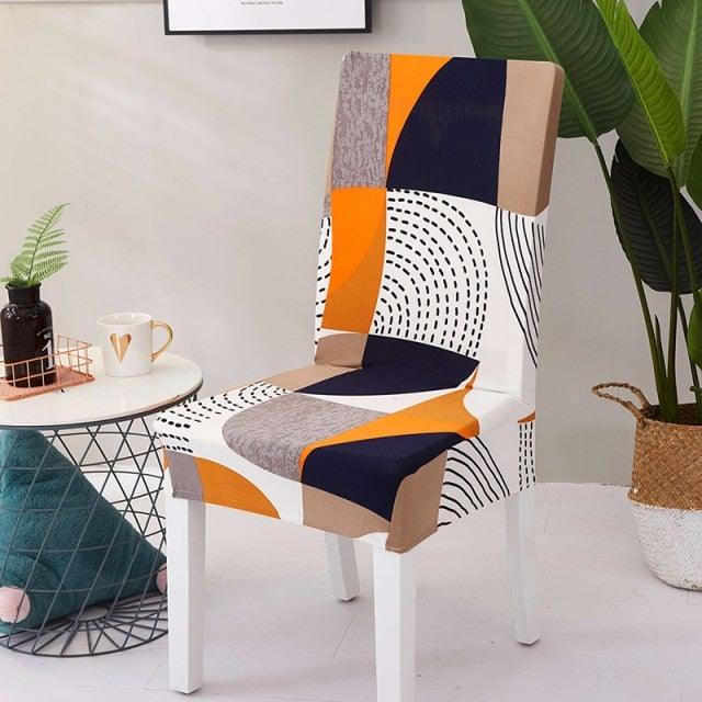Printed Polyester Fabric Chair Cover Washable Chair Covers Seat Slipcovers Stretch Dining Seat Case For Home Stretch Removable Washable Dining Room Chair Protector Slipcovers/Home Decor Dining Room Seat Cover Multiple Styles