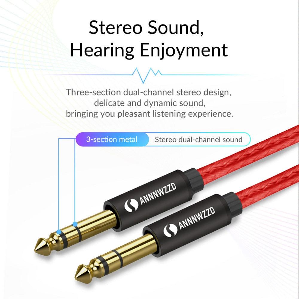 Balanced Signal 6.35mm 1/4 Inch Stereo Cable Jack For Guitar Amplifier Keyboard Professional Instrument Speaker