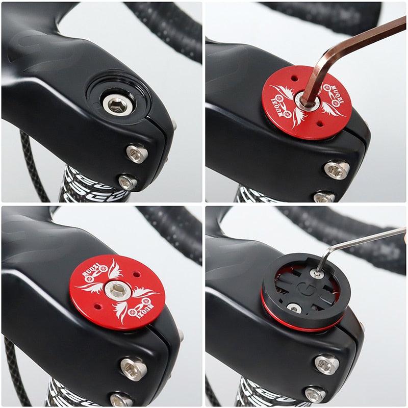Bike Computer Mount Stem Top Cap Stopwatch Bracket Road Bicycle Speedometer Fixed Holder Base Universal Aluminum Riding Mobile Holder Connect Quickly System MTB Road Bicycle Handlebar