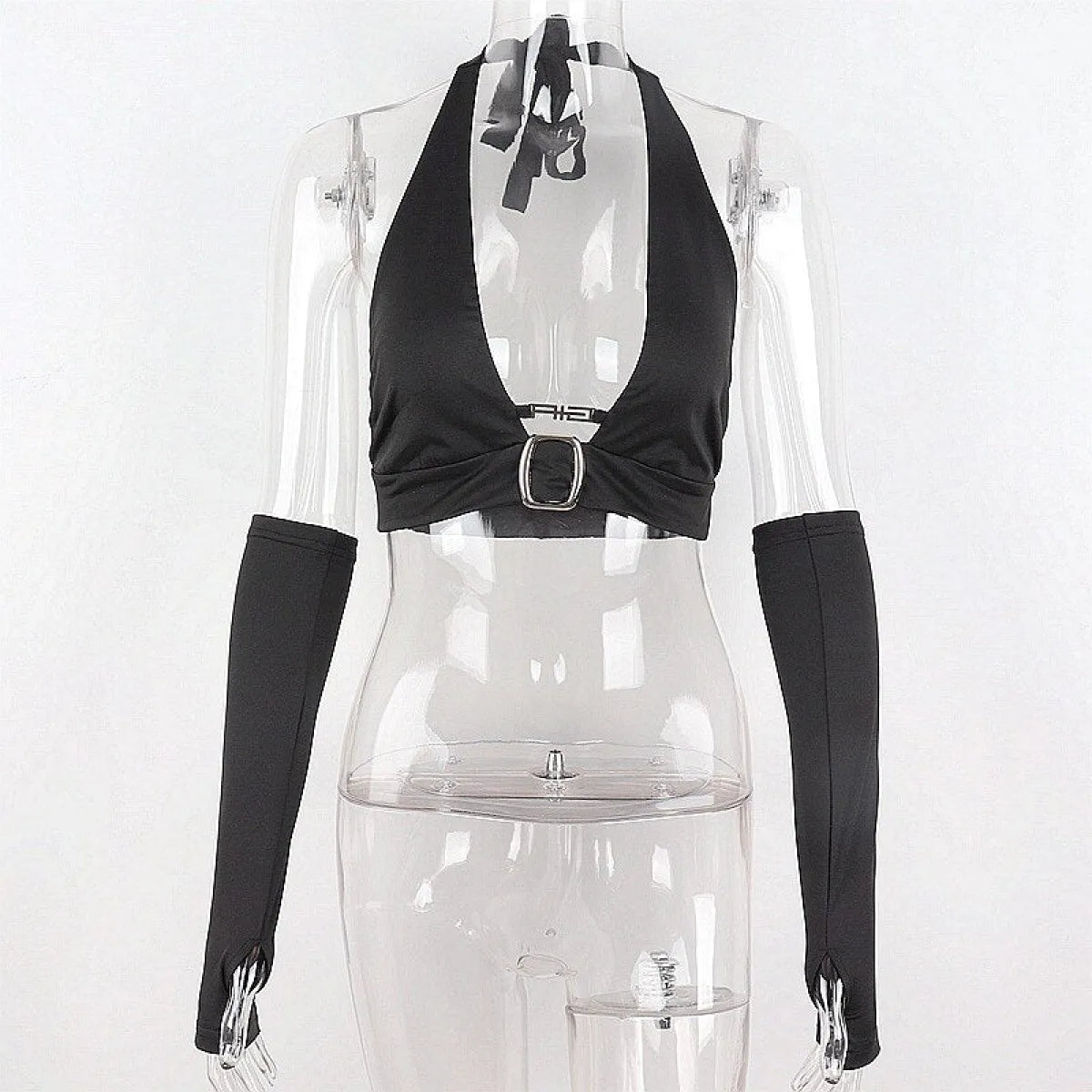 Punk Black Halter Tops