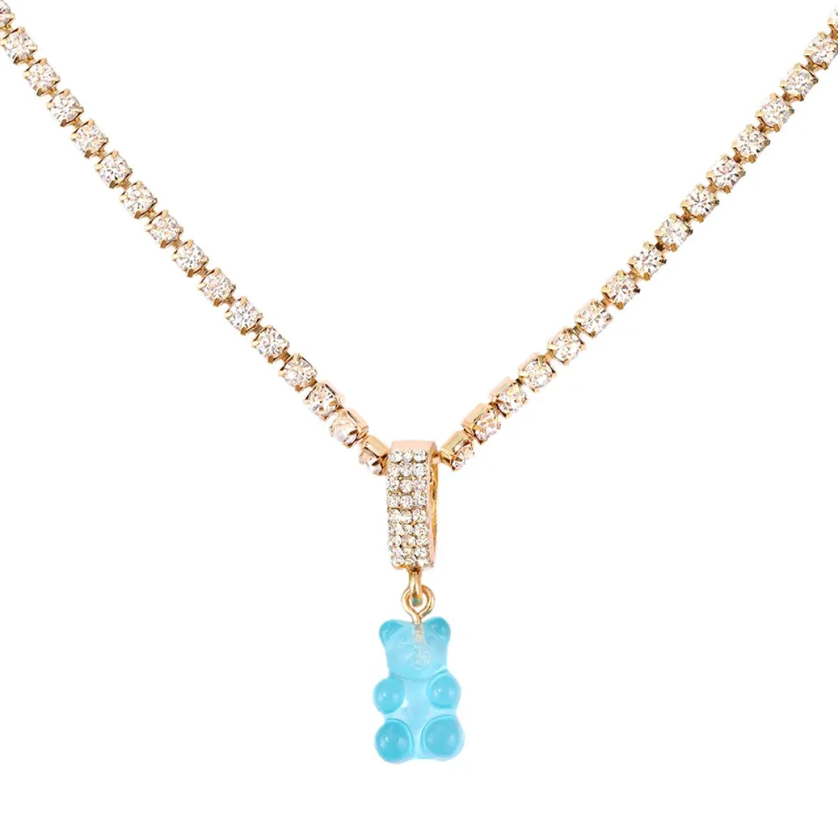 Punk Gummy Bear Crystal Choker - Colorful Metal Multi-layer Necklace