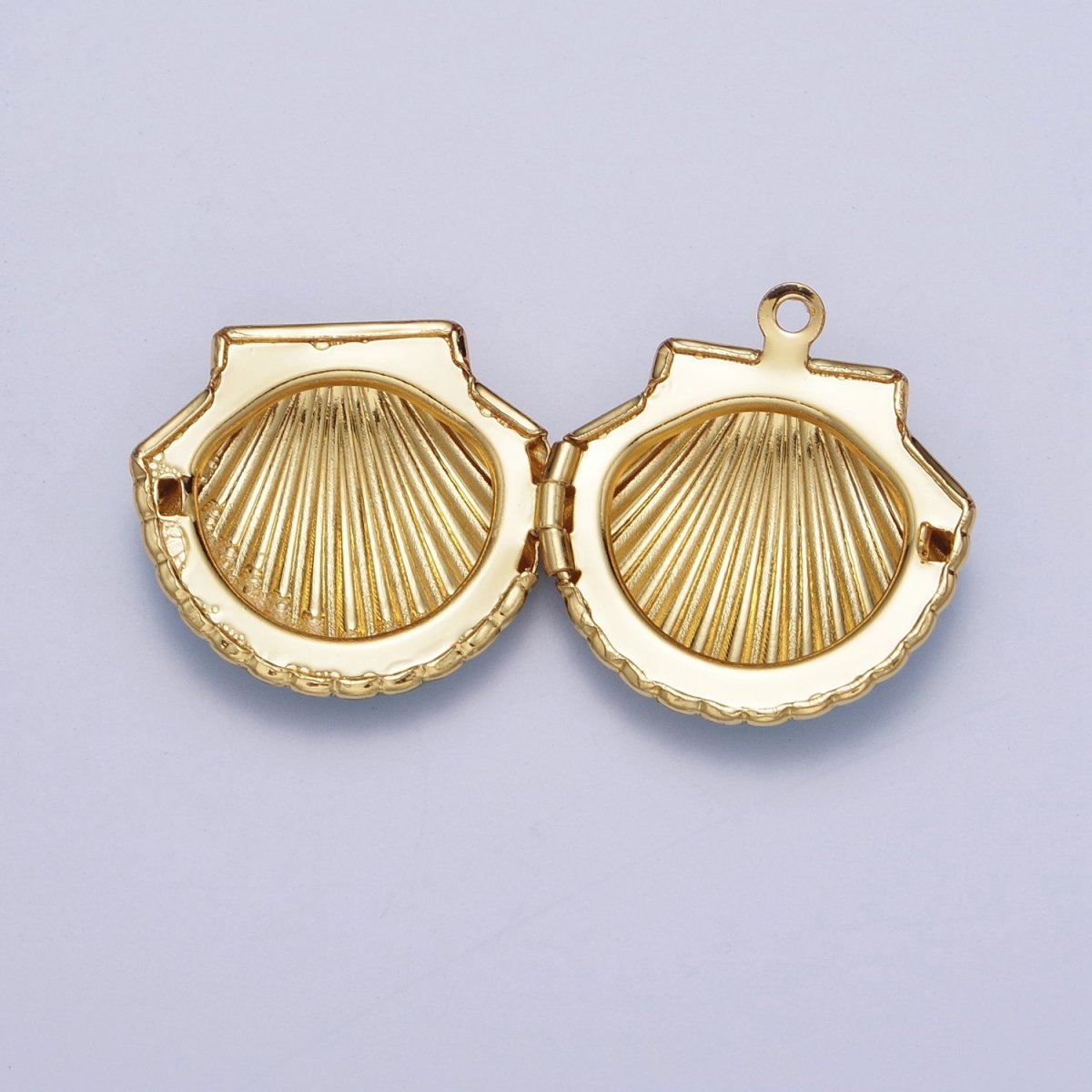 Purple/Teal Enamel Clam Sea Shell Gold Locket Charm For Beach Jewelry AG-028 AG-029