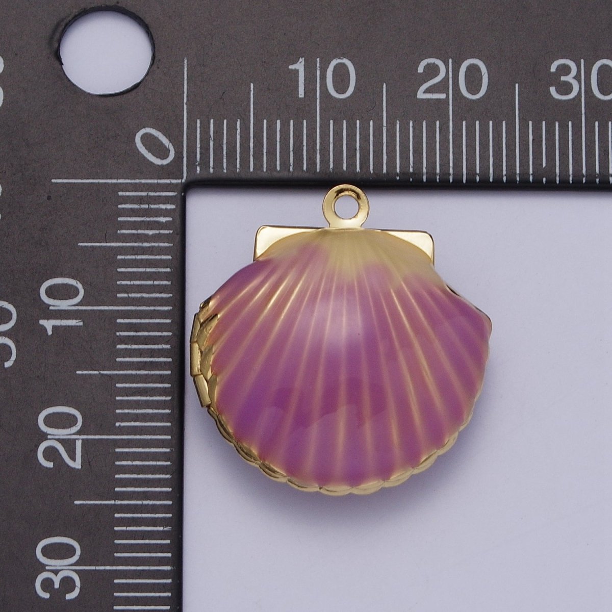 Purple/Teal Enamel Clam Sea Shell Gold Locket Charm For Beach Jewelry AG-028 AG-029