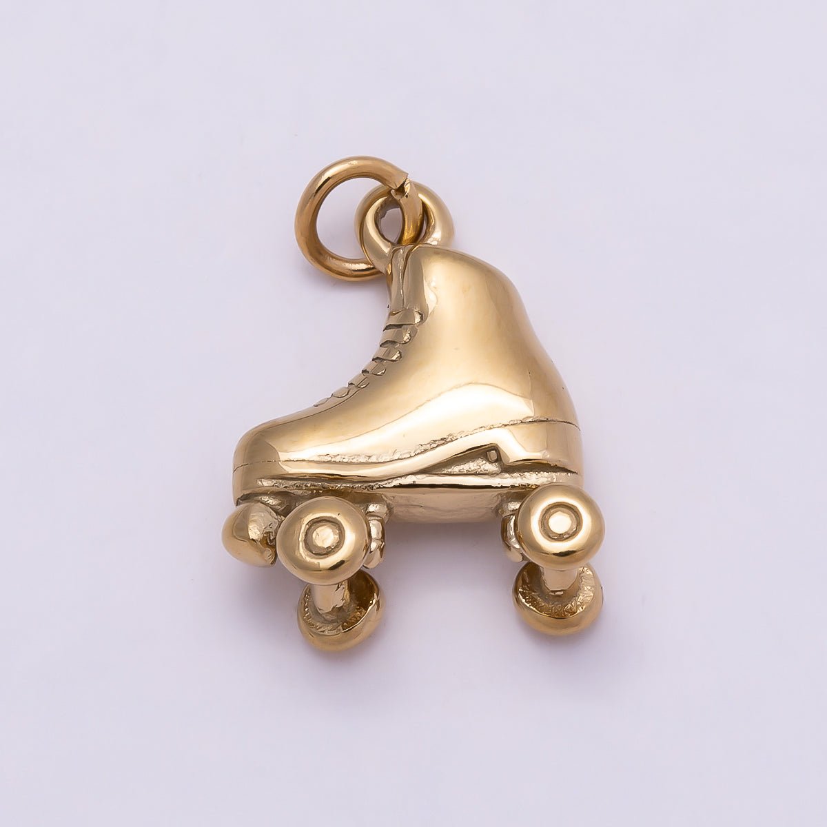 PVD Gold Stainless Steel 14mm Roller Skate Shoes 3D Multidimensional Charm | Charms-01017