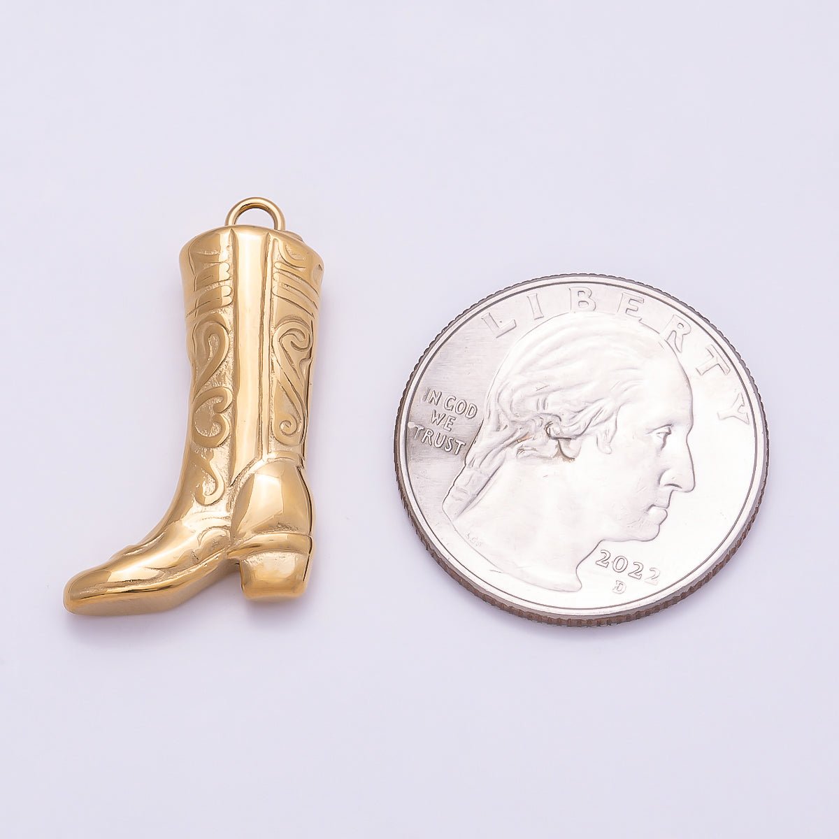 PVD Gold Stainless Steel 27mm Minimalist Cowboy Boots Charm | Charms-01019
