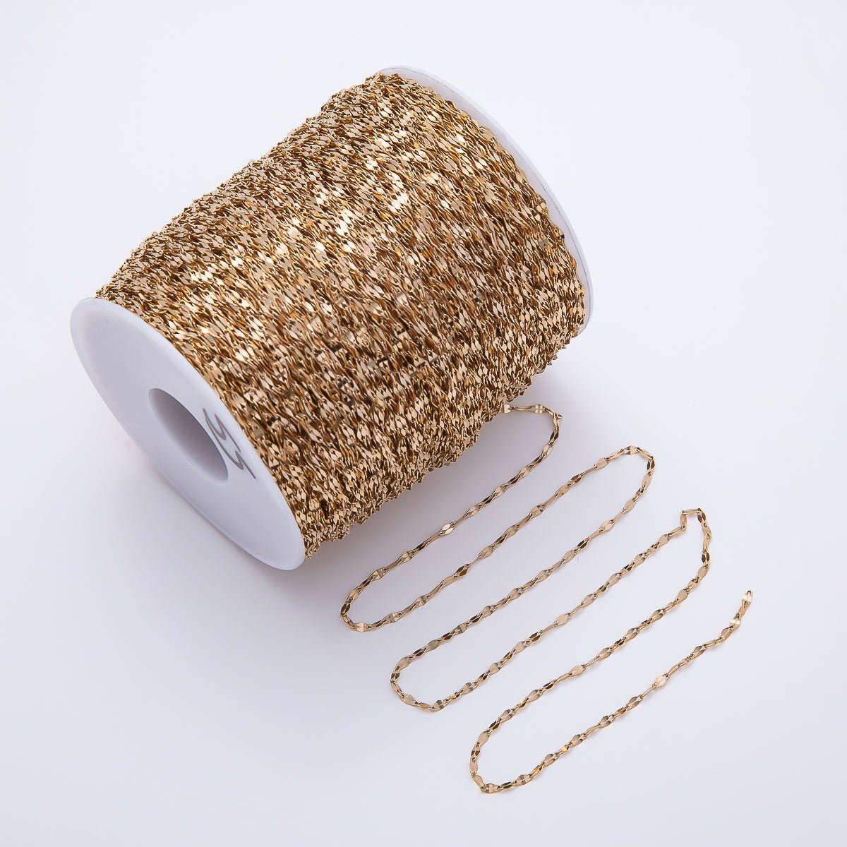 PVD Gold Stainless Steel 2mm Mariner Geometric Link Unfinished Chain by Yard | Roll-01891