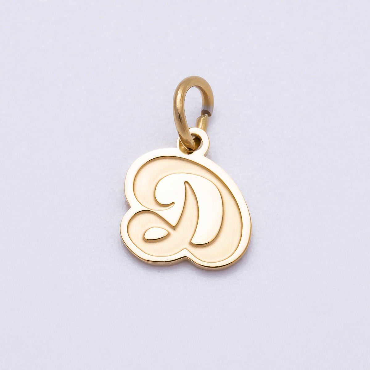 PVD Stainless Steel 10mm Cursive Chubby Old English Alphabet Initial Letter Charm | Charms-00720 ~ Charms-00745