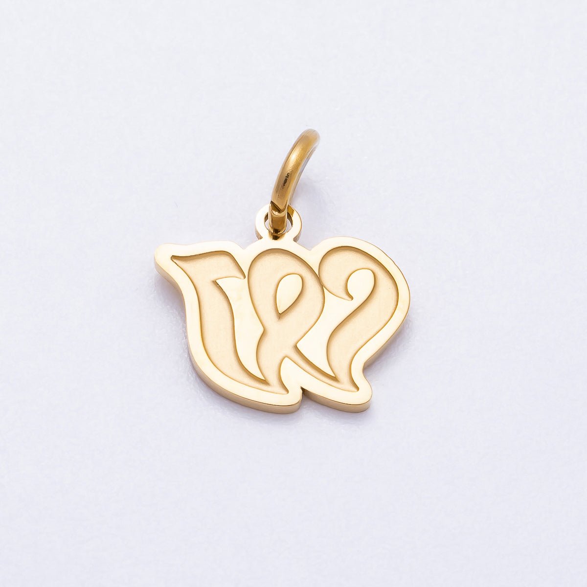 PVD Stainless Steel 10mm Cursive Chubby Old English Alphabet Initial Letter Charm | Charms-00720 ~ Charms-00745