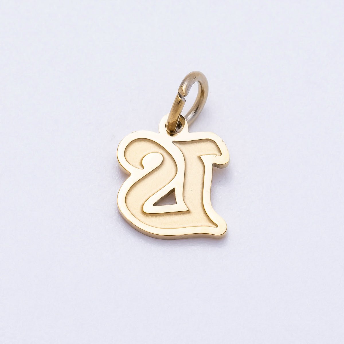 PVD Stainless Steel 10mm Cursive Chubby Old English Alphabet Initial Letter Charm | Charms-00720 ~ Charms-00745