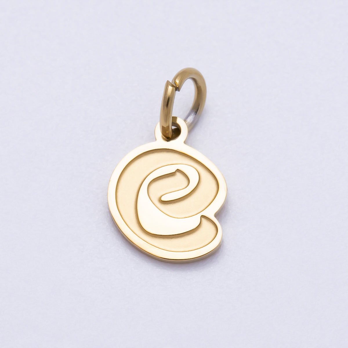 PVD Stainless Steel 10mm Cursive Chubby Old English Alphabet Initial Letter Charm | Charms-00720 ~ Charms-00745