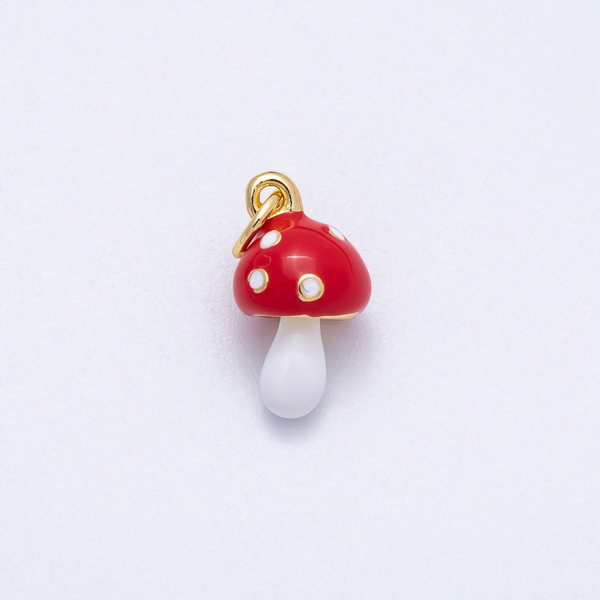 PVD Stainless Steel 14mm Red White Mushroom Vegetable Charm | Charms-00714