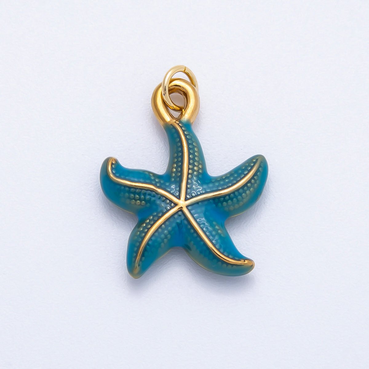PVD Stainless Steel 22mm Blue Ocean Starfish Enamel Charm | Charms-00704