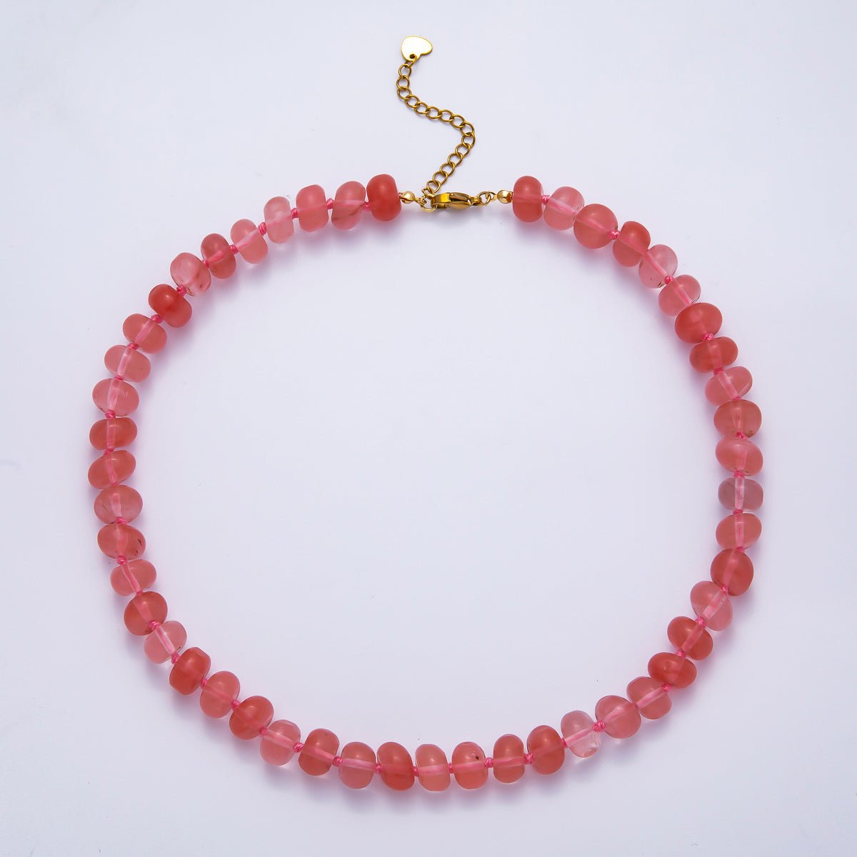 PVD Stainless Steel Natural Gemstone Rondelle Bead 17 Inch Necklace w Extender | WA-04351 - WA-04362