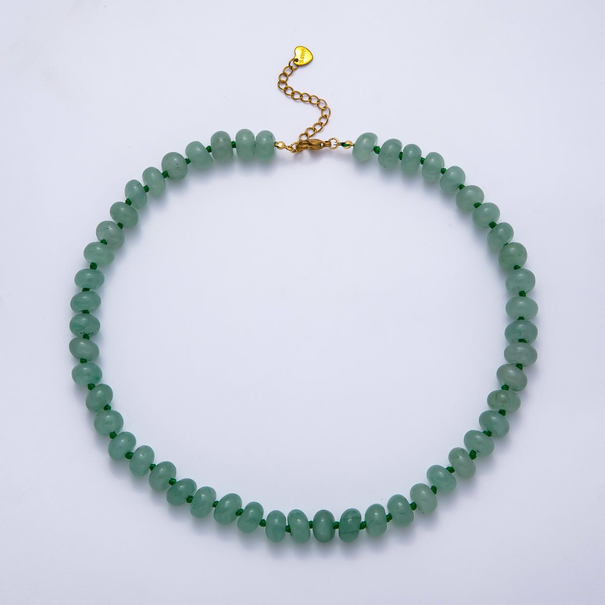 PVD Stainless Steel Natural Gemstone Rondelle Bead 17 Inch Necklace w Extender | WA-04351 - WA-04362