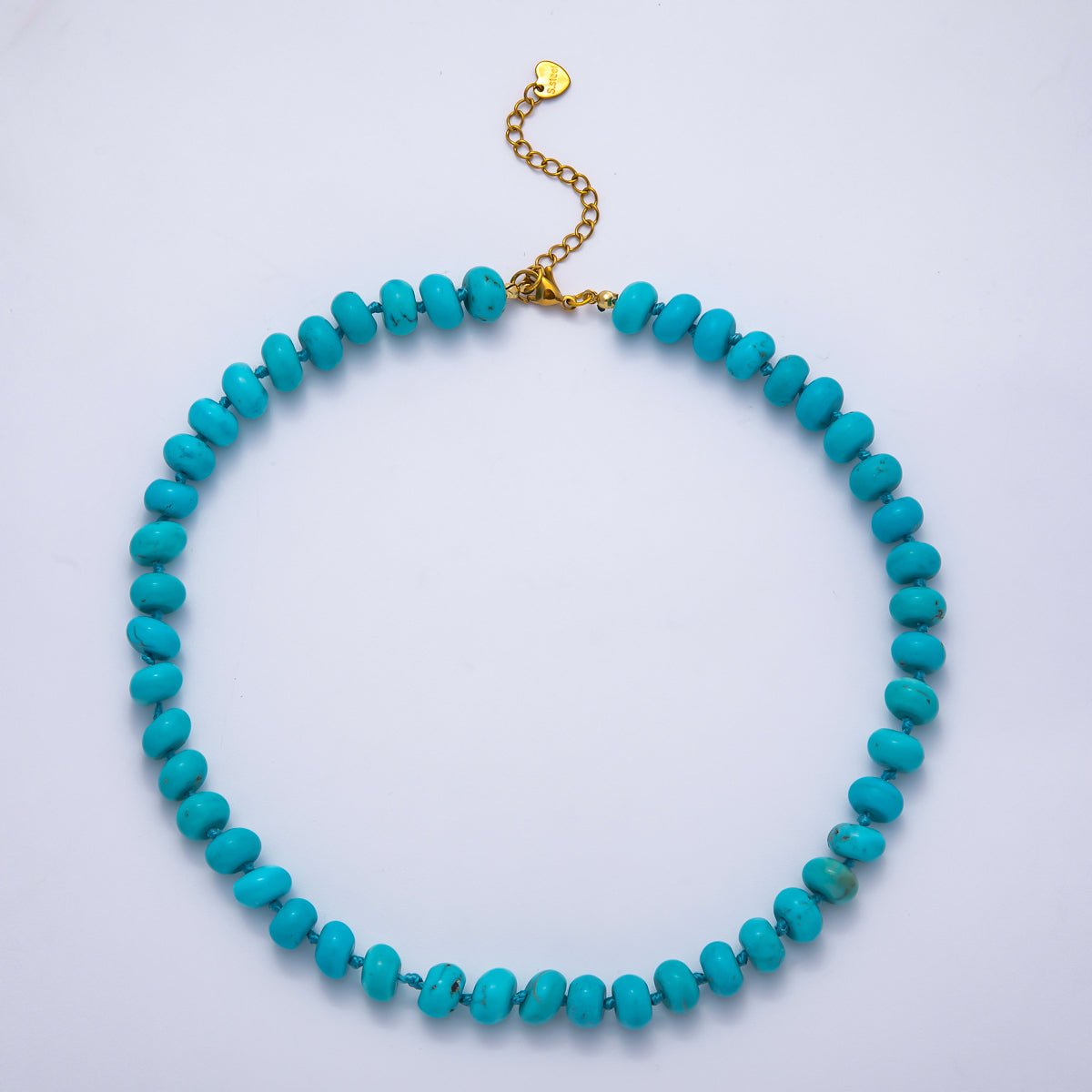 PVD Stainless Steel Natural Gemstone Rondelle Bead 17 Inch Necklace w Extender | WA-04351 - WA-04362