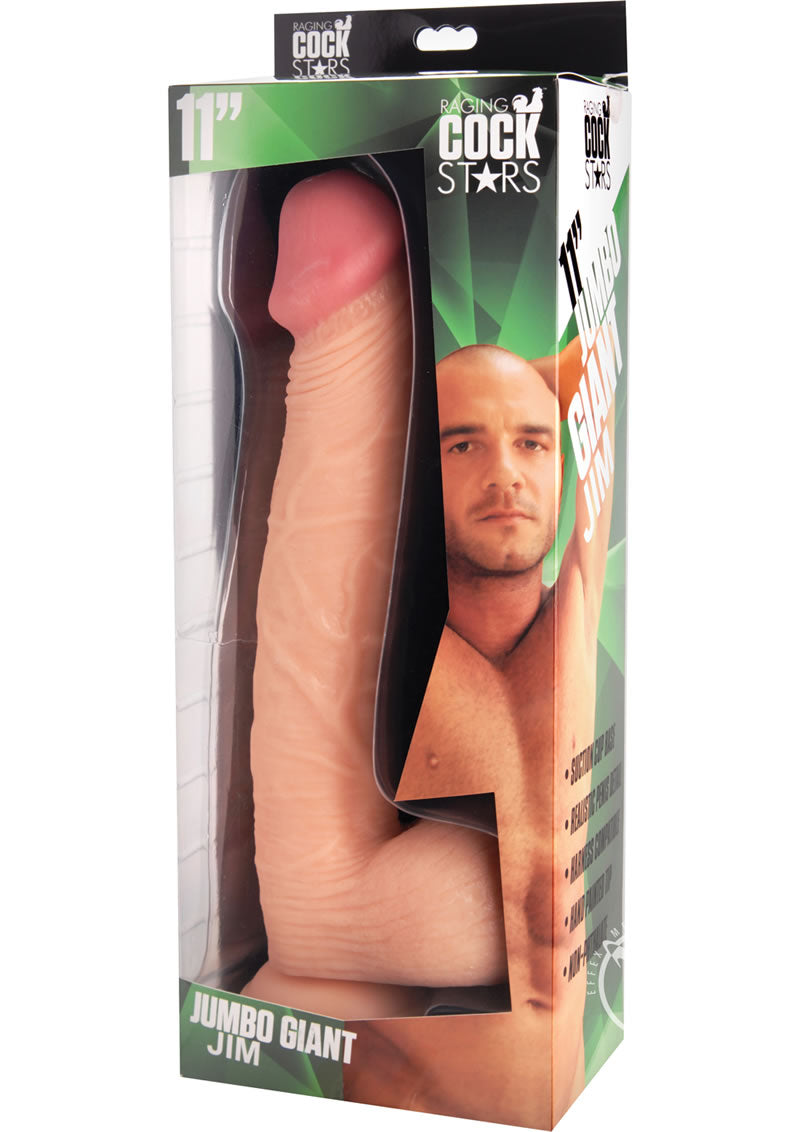 Raging Cock Stars Jumbo Giant Jim Realistic Dildo 11 Inch XL Play