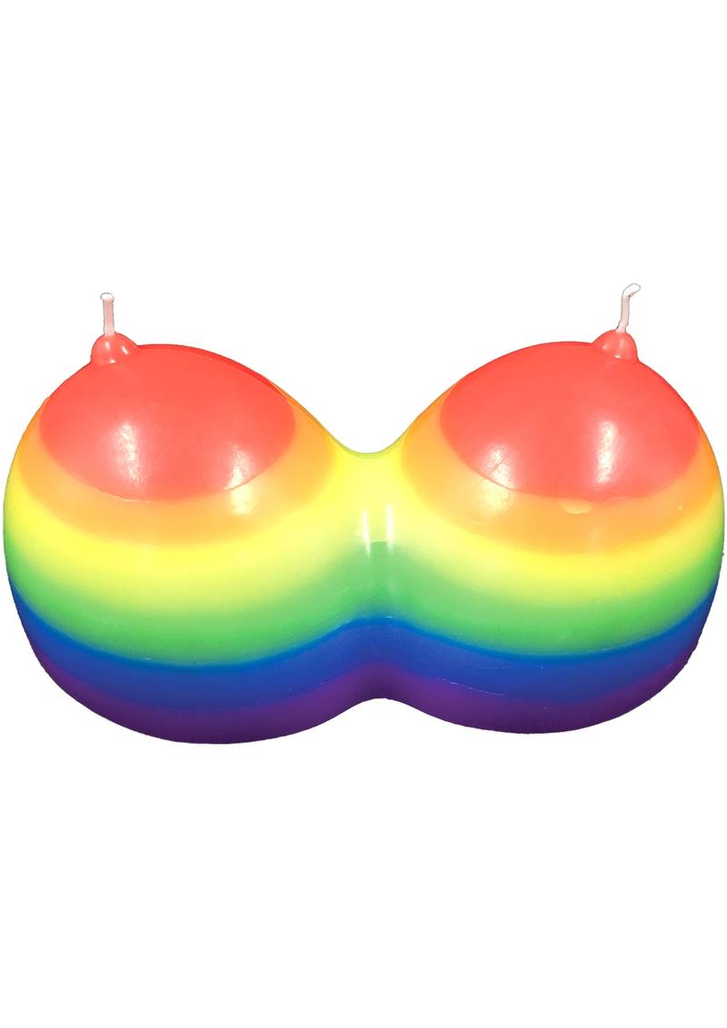 Rainbow Jumbo Boobie Candle Jasmine Scented Fun Party Gift for Adults