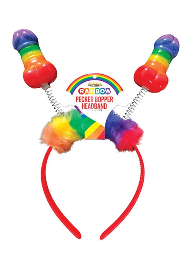 Rainbow Pecker Bopper Headband Fun Colorful Party Wear for Adults