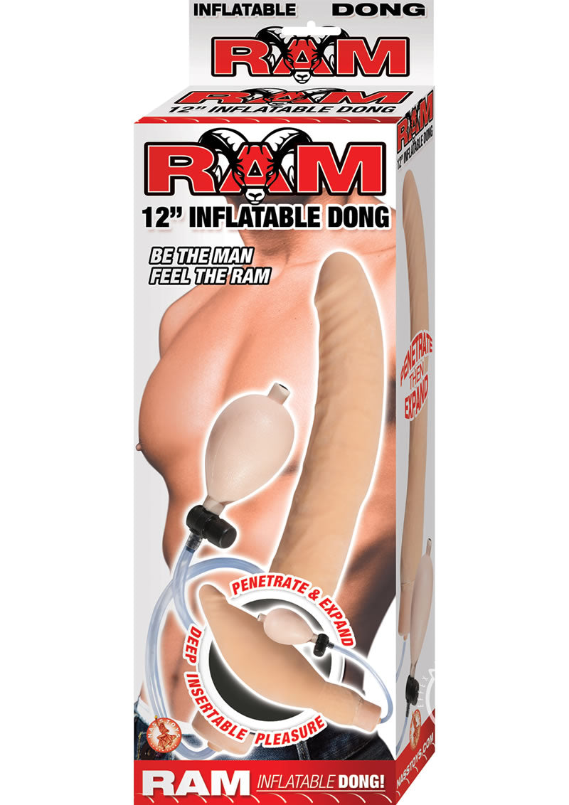 RAM 12-Inch Inflatable Dong Expandable Latex Dildo Deep Penetration