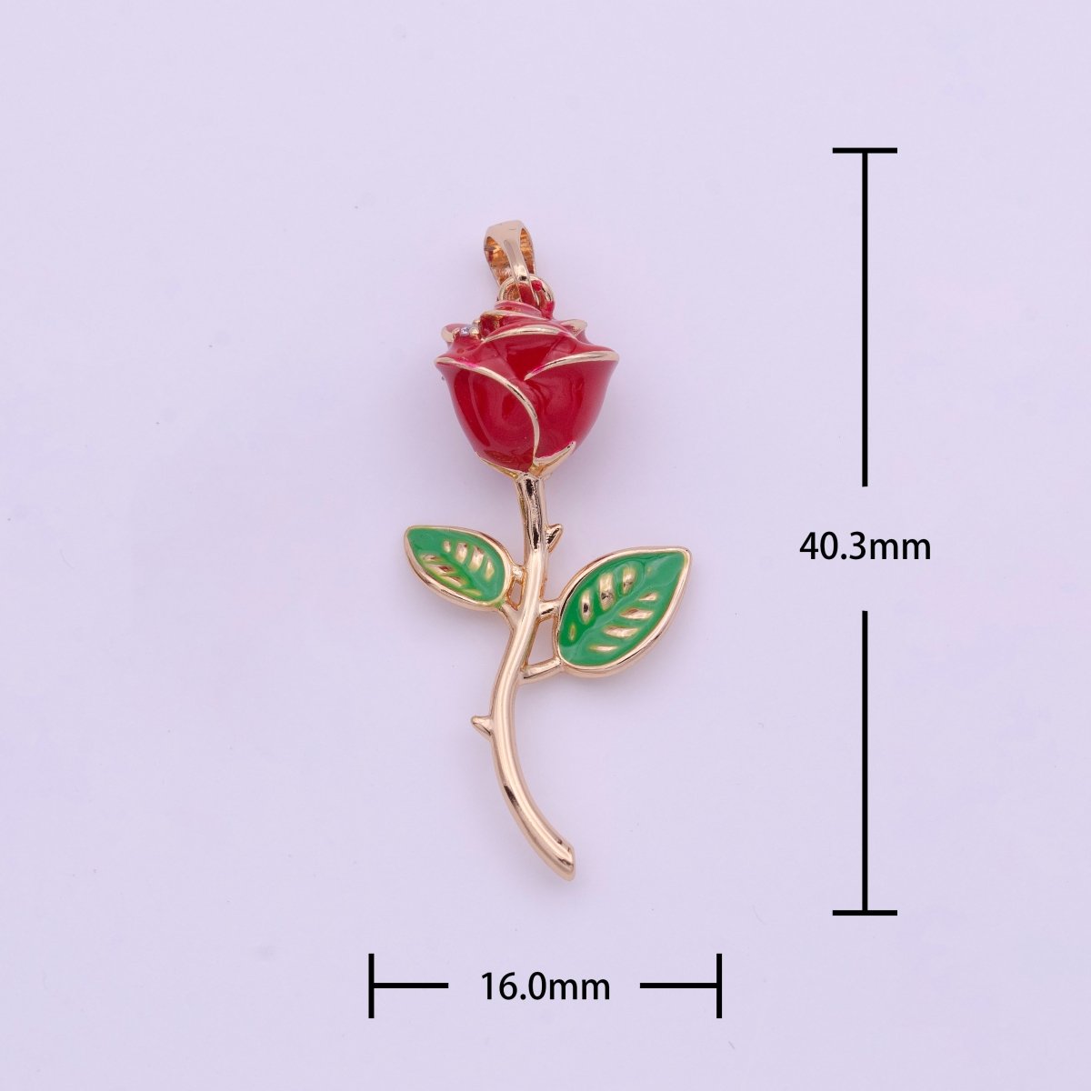 Red Rose Flower Rose Gold Pendant I-586