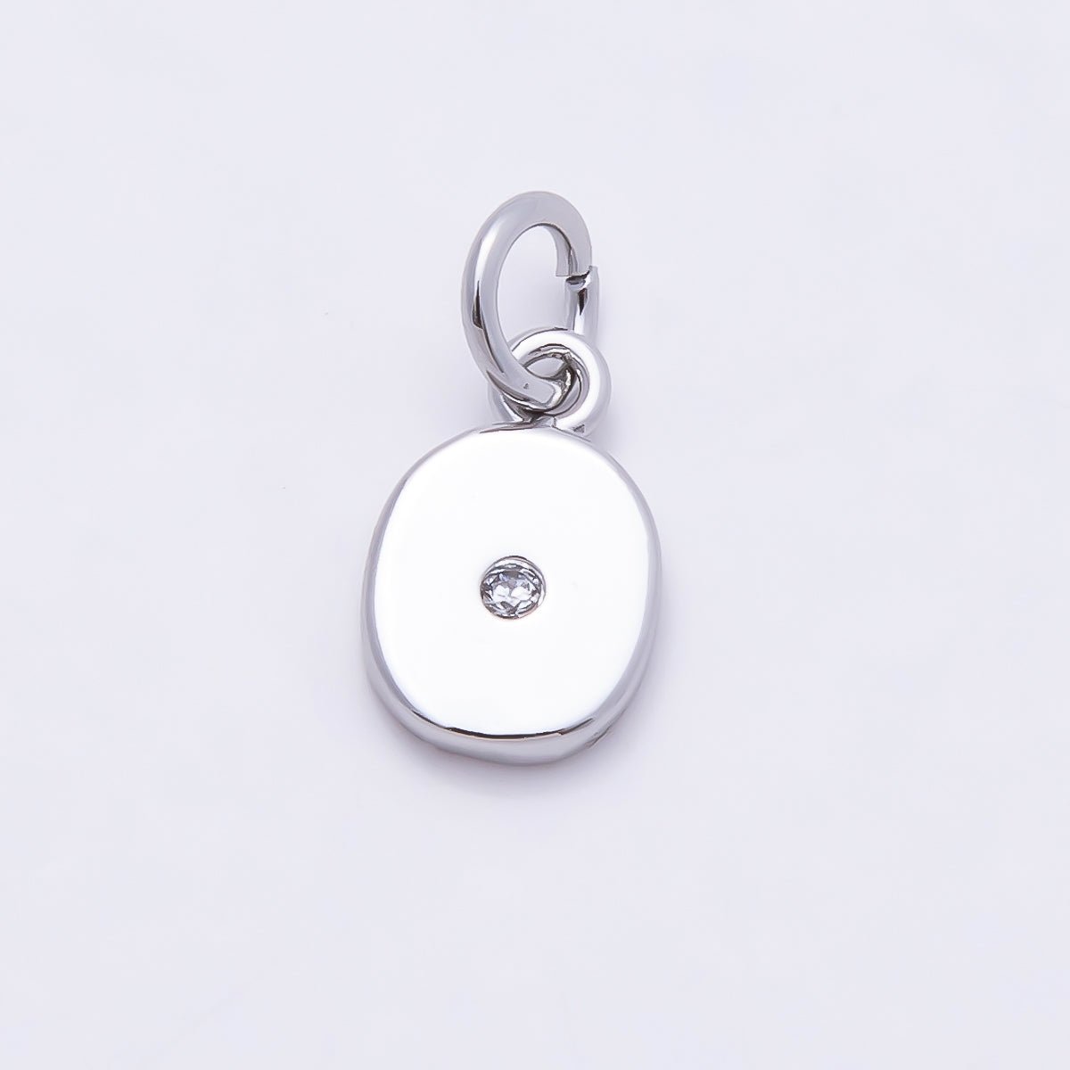 Rhodium Plated 10mm Clear CZ Geometric Number Numerology Charm | Charms-00898 ~ Charms-00907