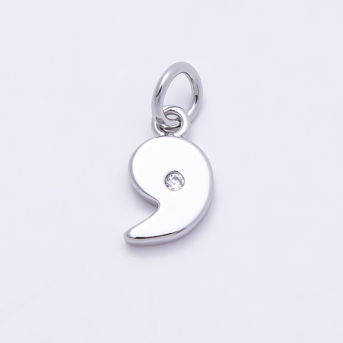 Rhodium Plated 10mm Clear CZ Geometric Number Numerology Charm | Charms-00898 ~ Charms-00907