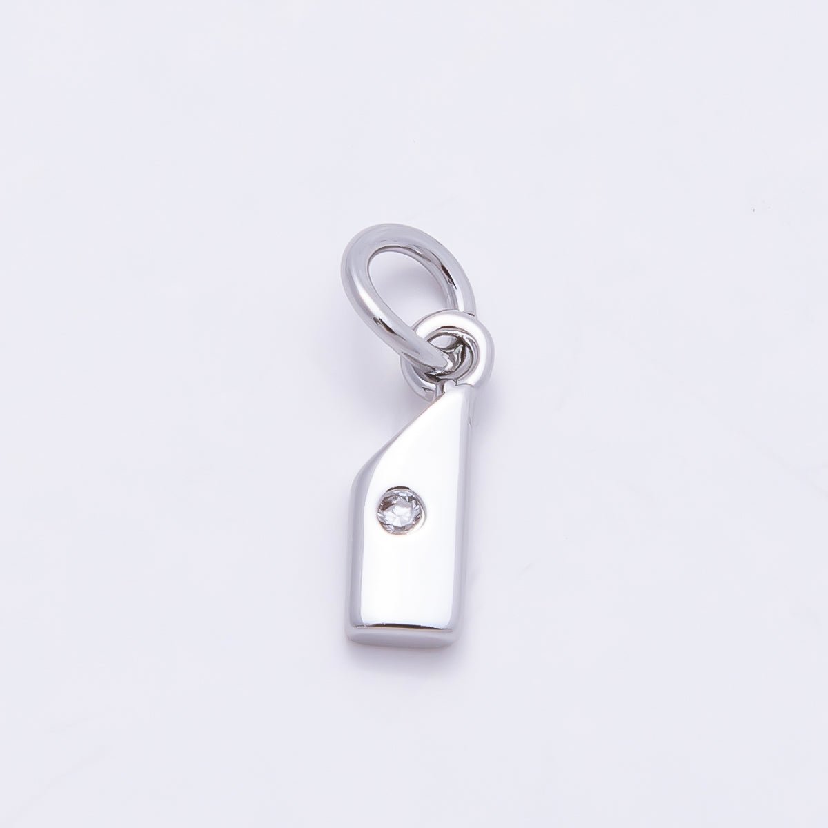 Rhodium Plated 10mm Clear CZ Geometric Number Numerology Charm | Charms-00898 ~ Charms-00907