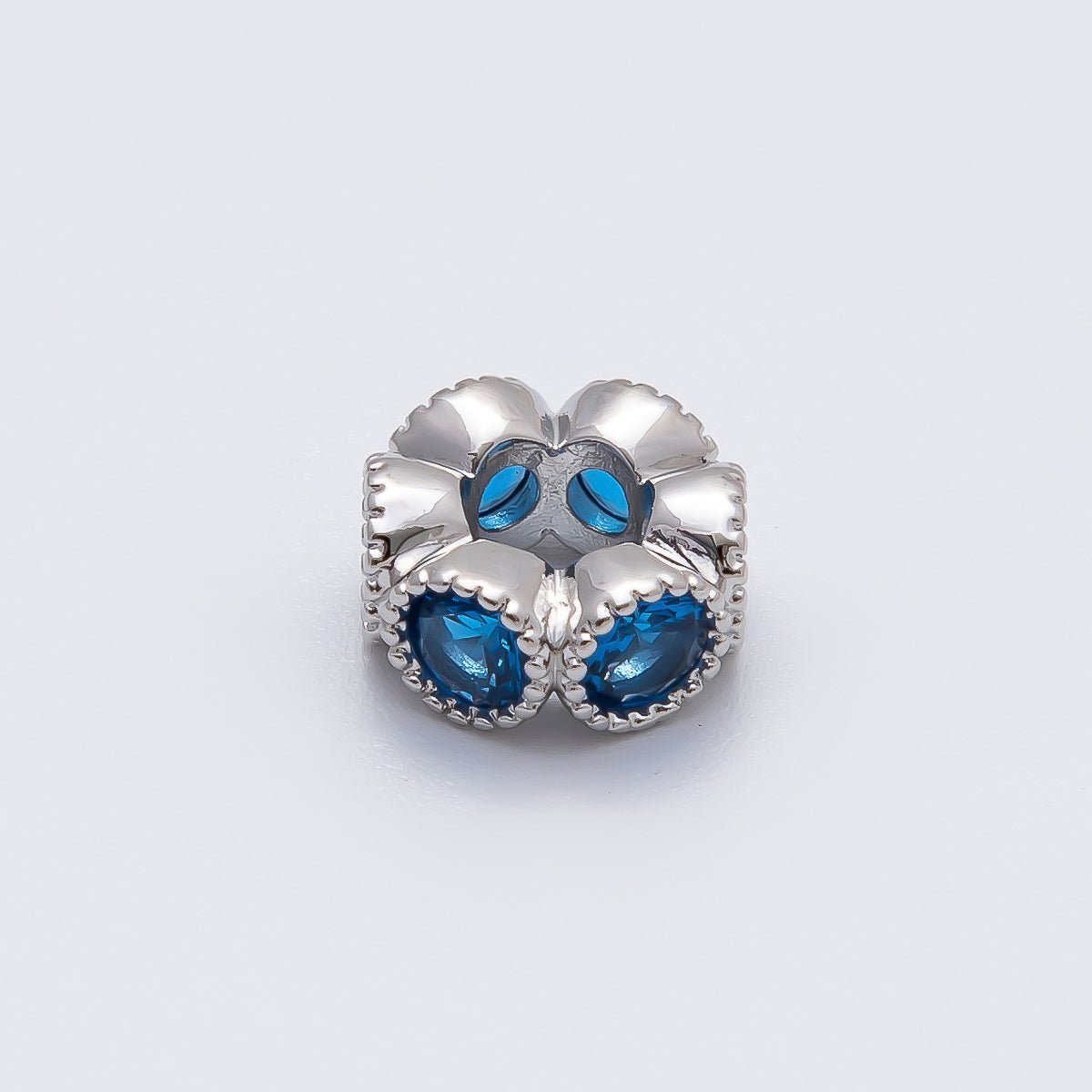 Rhodium Plated 11mm Personalized Round Beaded Birthstone CZ Rondelle Spacer Set | Beads-00208 - Beads-00219