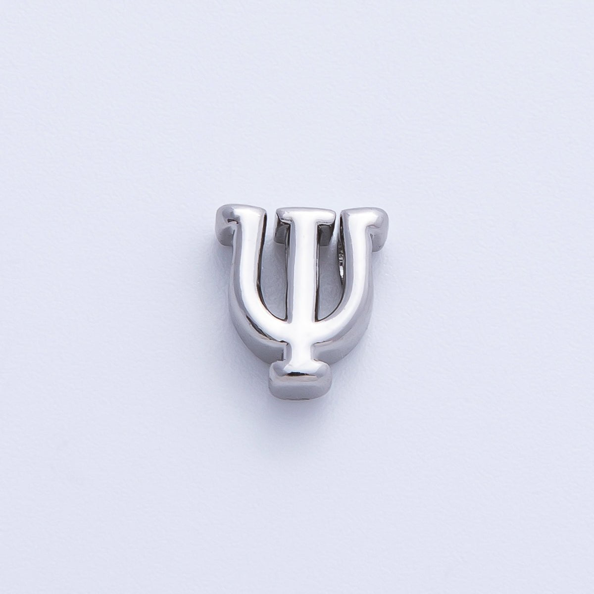 Rhodium Plated 8.5mm Minimalist Greek Initial Alphabet Letter Personalized Bead | AF248 - AF259