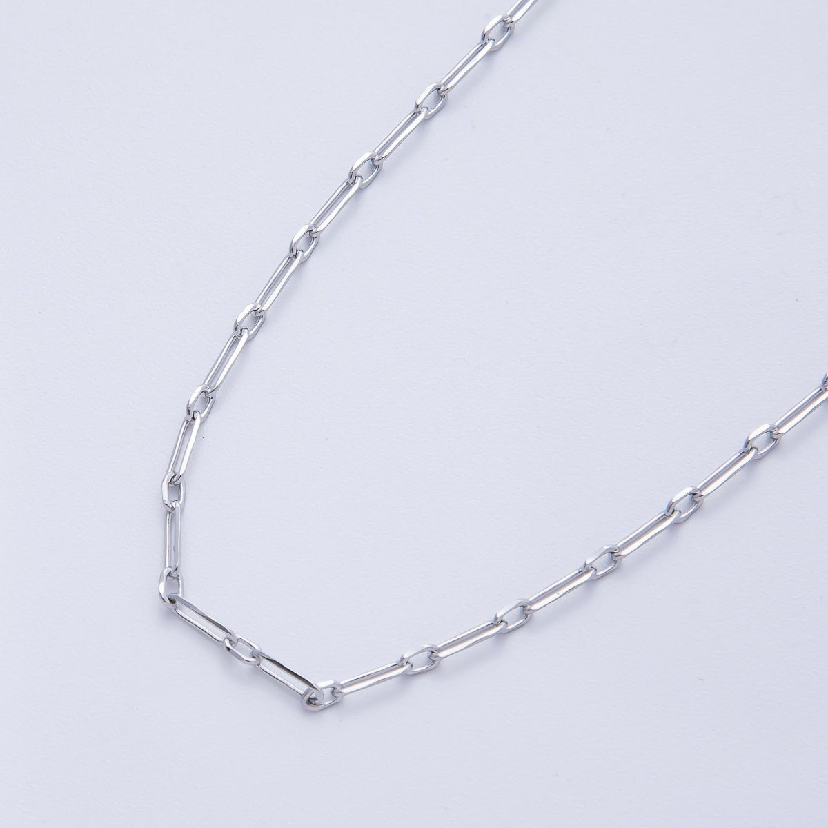 Rhodium Plated 9mm Dainty Paperclip Link Unfinished Chain by Yard | Roll-01840