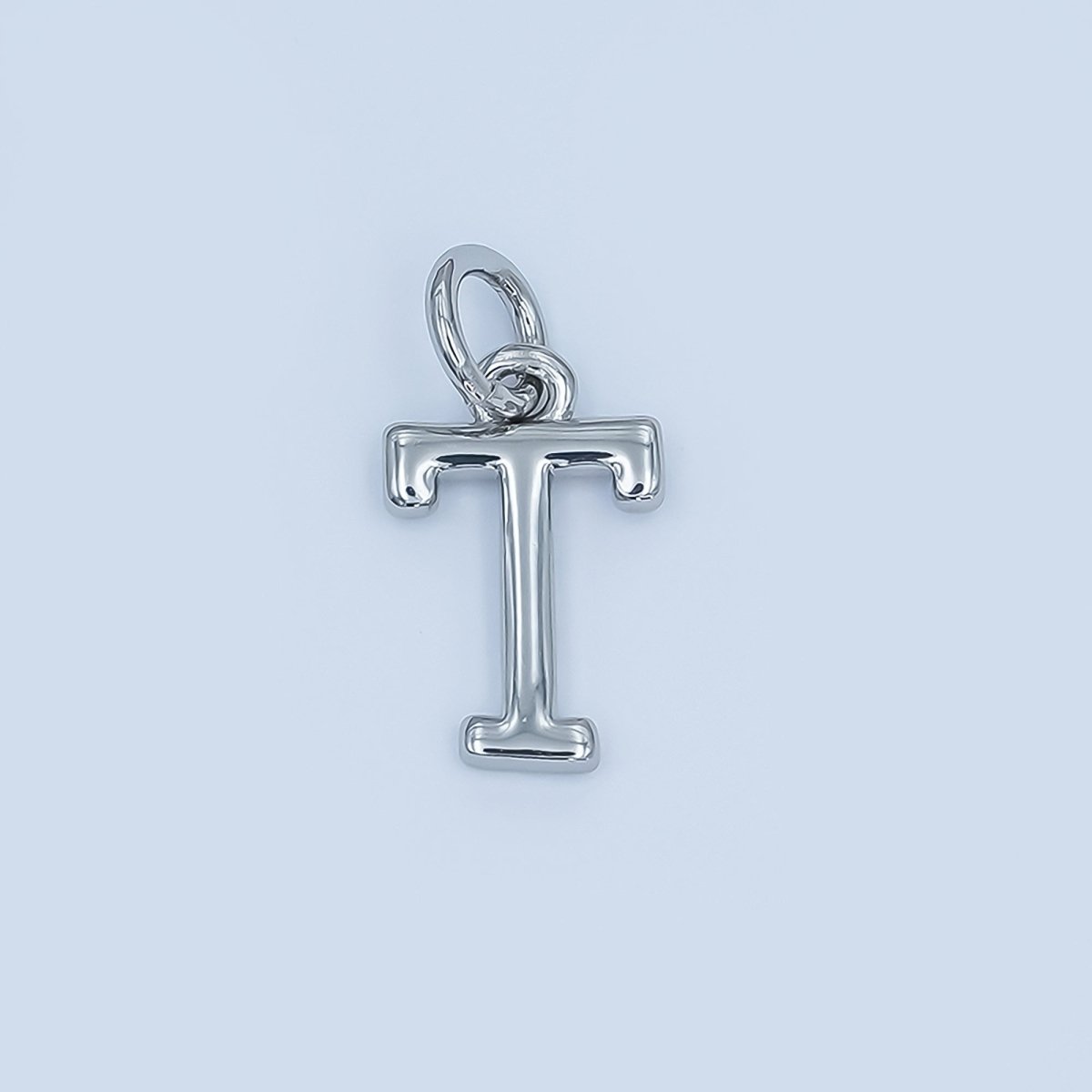 Rhodium Plated Minimalist Initial Letter Charm | A141 - A153