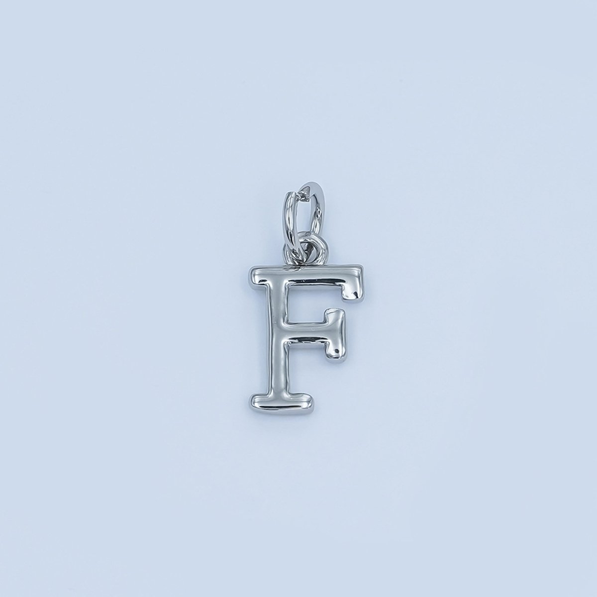 Rhodium Plated Minimalist Initial Letter Charm | A141 - A153