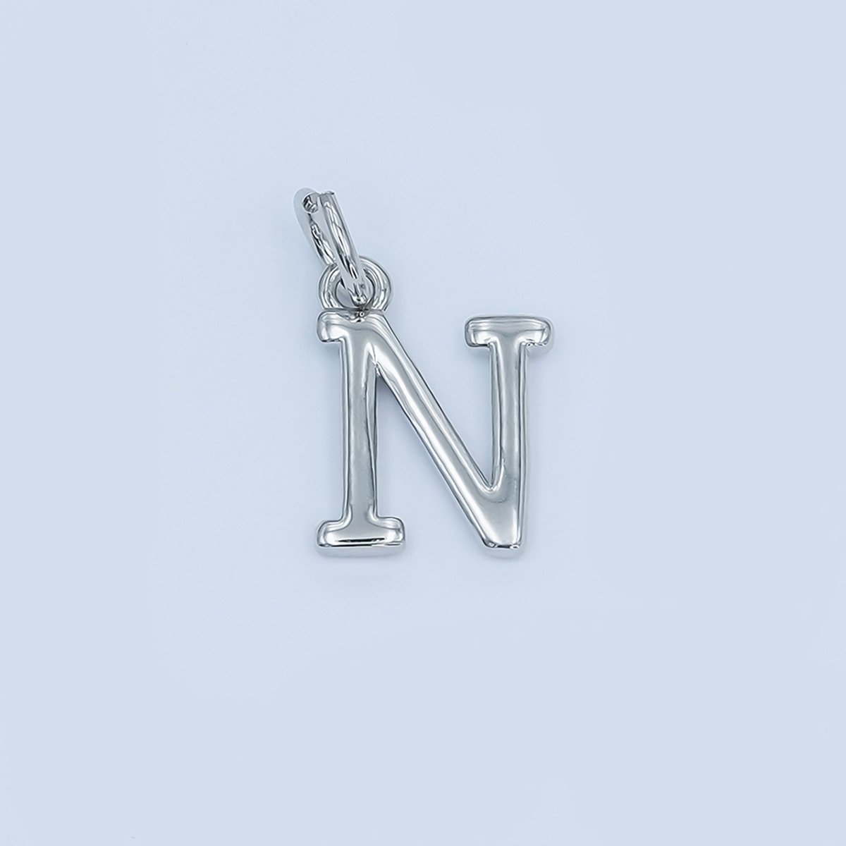 Rhodium Plated Minimalist Initial Letter Charm | A141 - A153