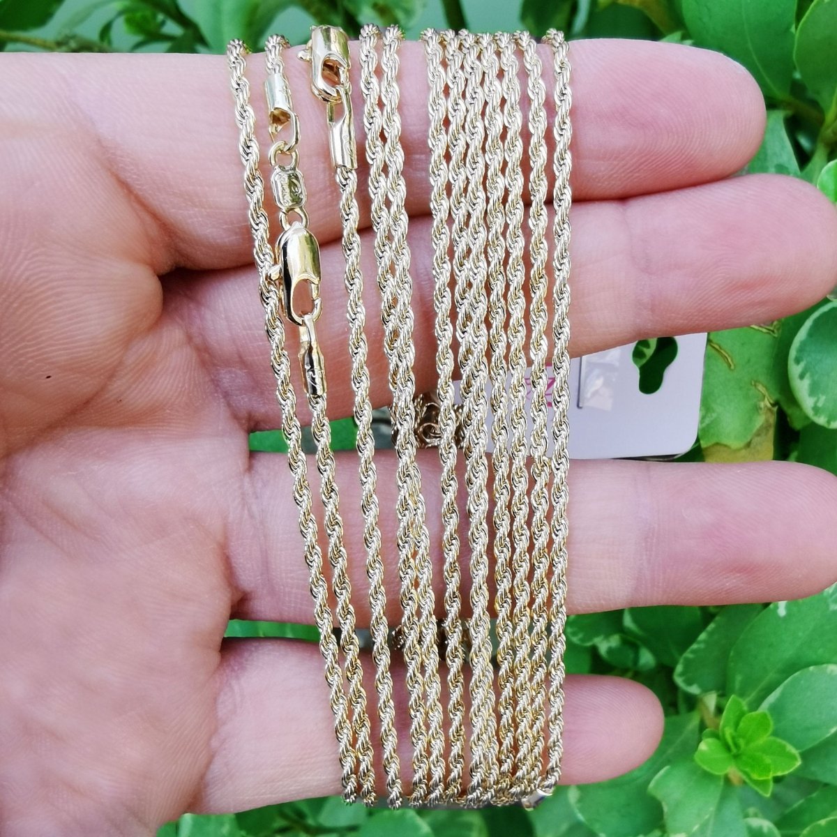 Rope Chain Necklace 14K Gold Plated, 2mm Thickness 16" French Rope Chain in Yellow Gold Chain | CN-793 Clearance Pricing