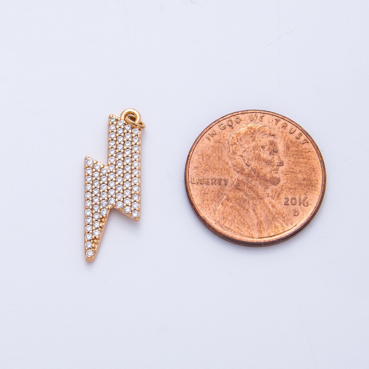 Rose Gold Filled 22mm Micro Paved CZ Lightning Bolt Charm | Charms-00388 Charms-00389