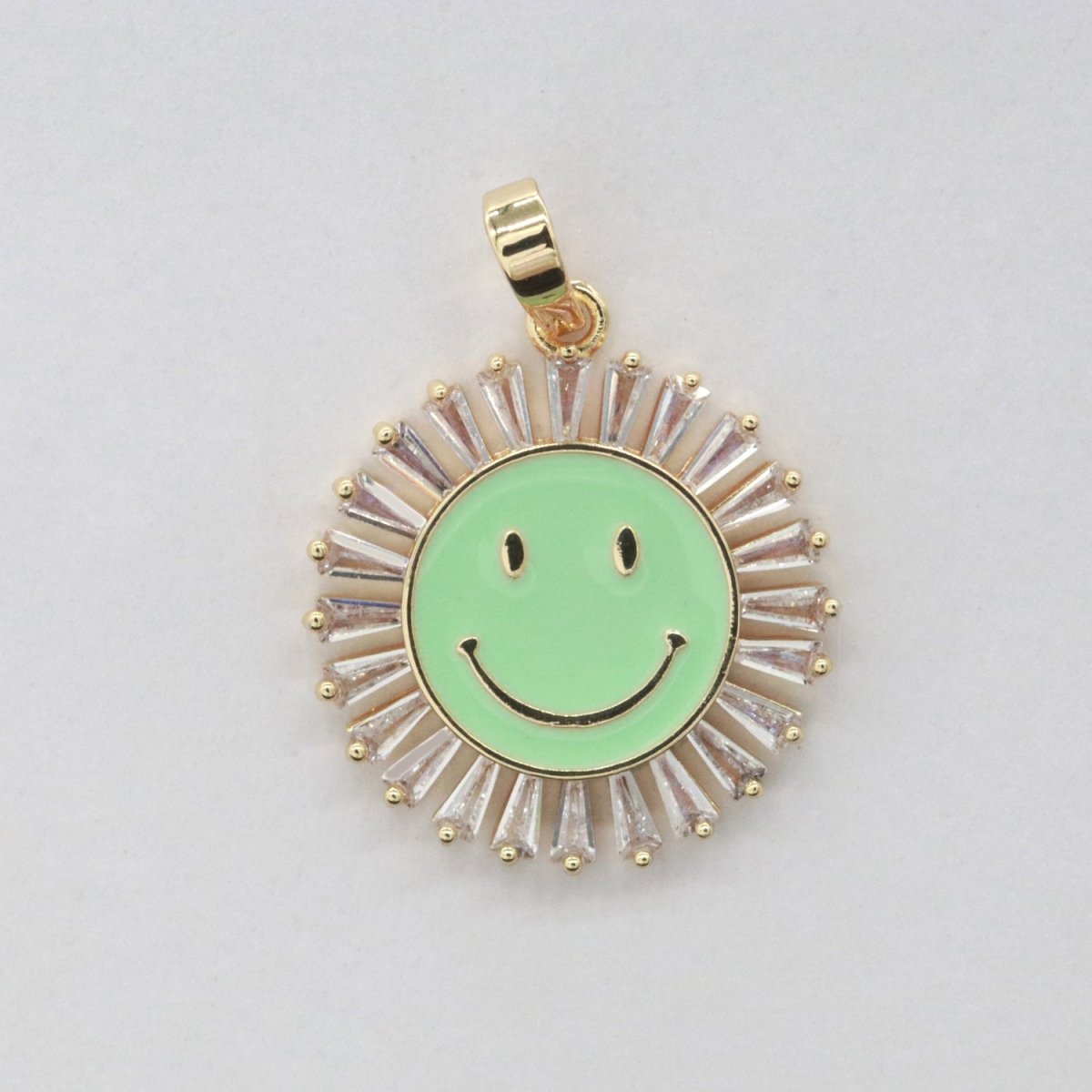 Round Smiley Face Charm Cubic Happy Face Pendant for Necklace Earring Component I-438 I-441 I-443