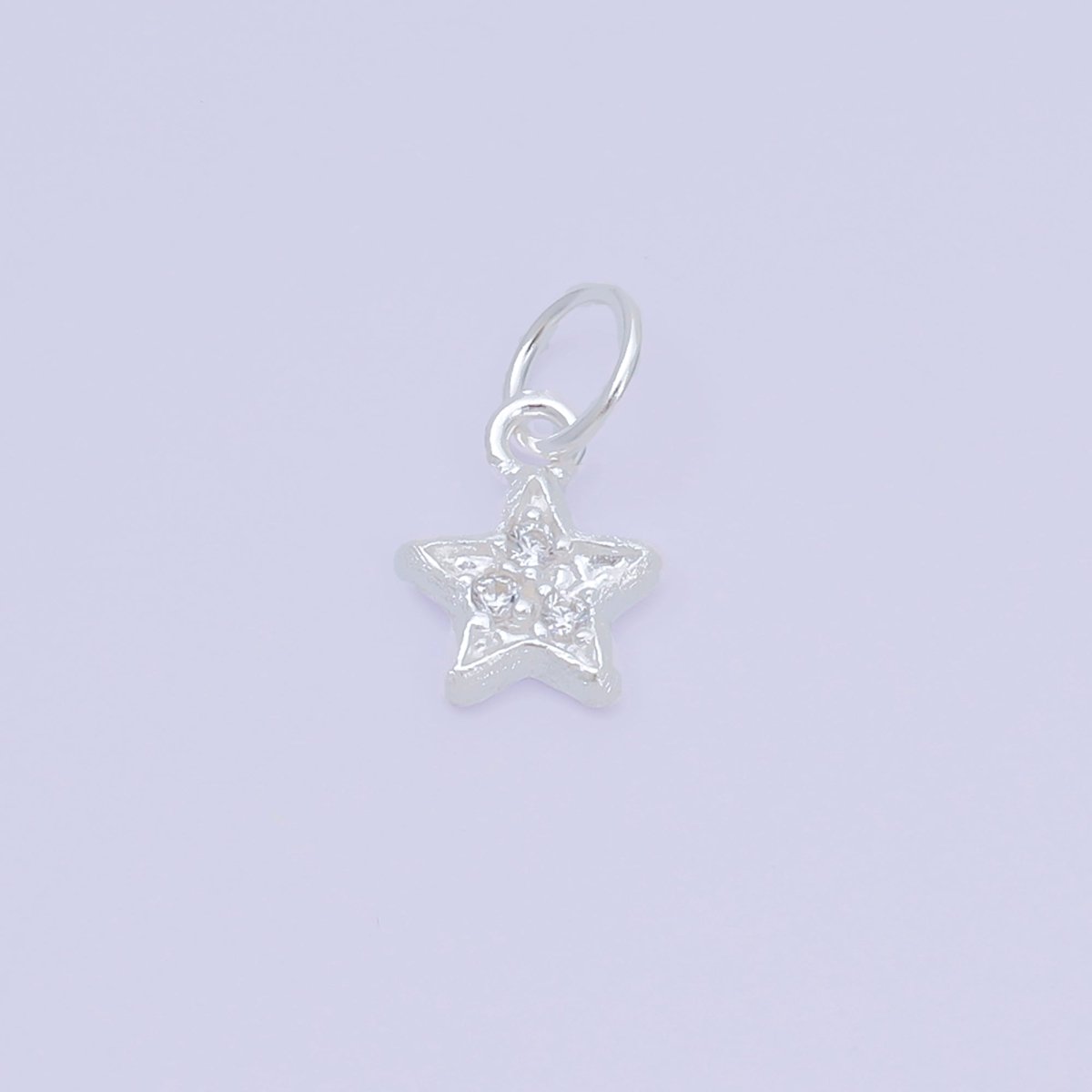 S925 Sterling Silver 10mm Micro Paved CZ Celestial Star Charm | SL-679