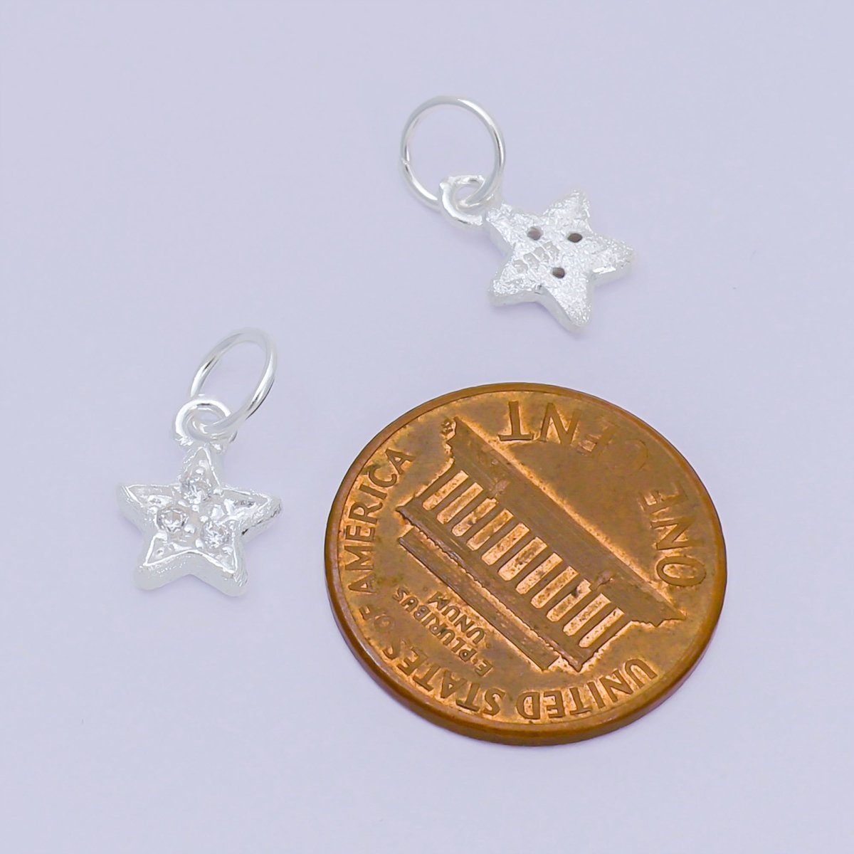S925 Sterling Silver 10mm Micro Paved CZ Celestial Star Charm | SL-679