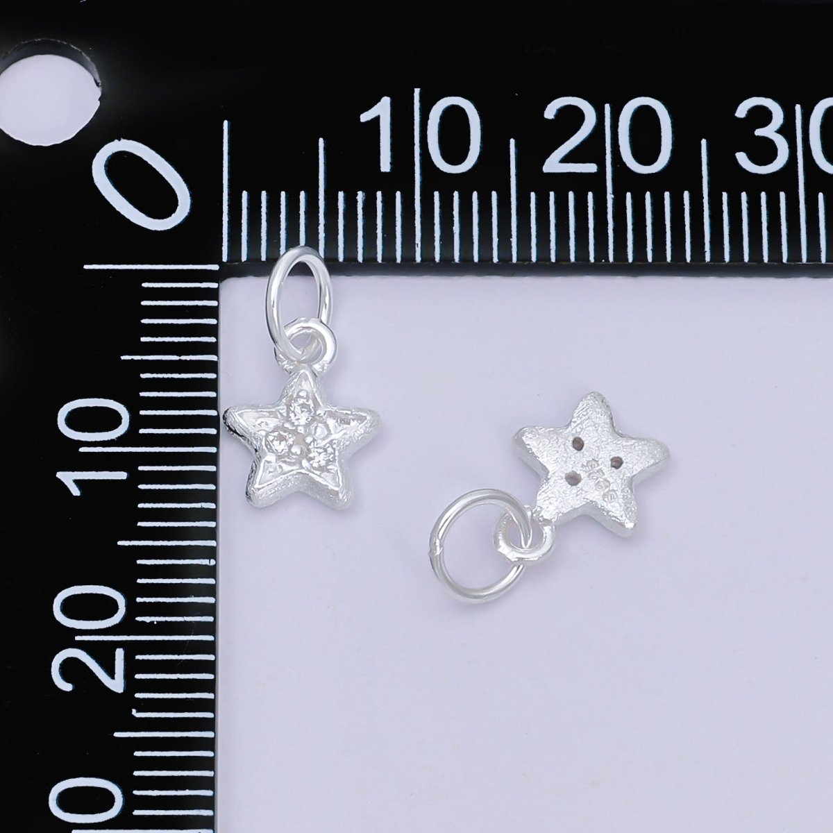 S925 Sterling Silver 10mm Micro Paved CZ Celestial Star Charm | SL-679