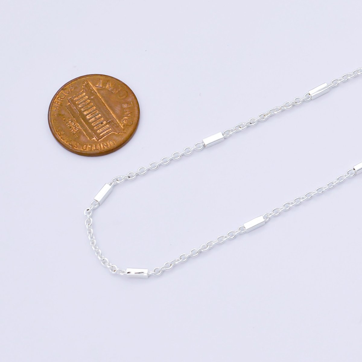 Rhodium Plated Silver 1.5mm Bar Cable Satellite Unfinished Chain by Yard | ROLL-1679
