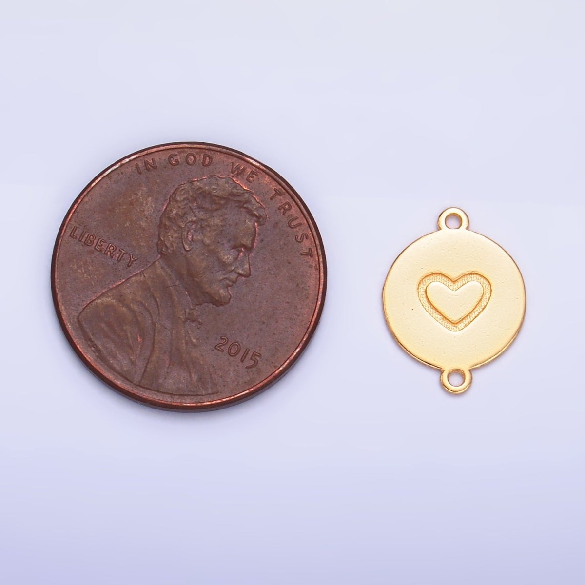 S925 Sterling Silver 10mm Heart Engraved Round Connector in Gold & Silver | SL-586