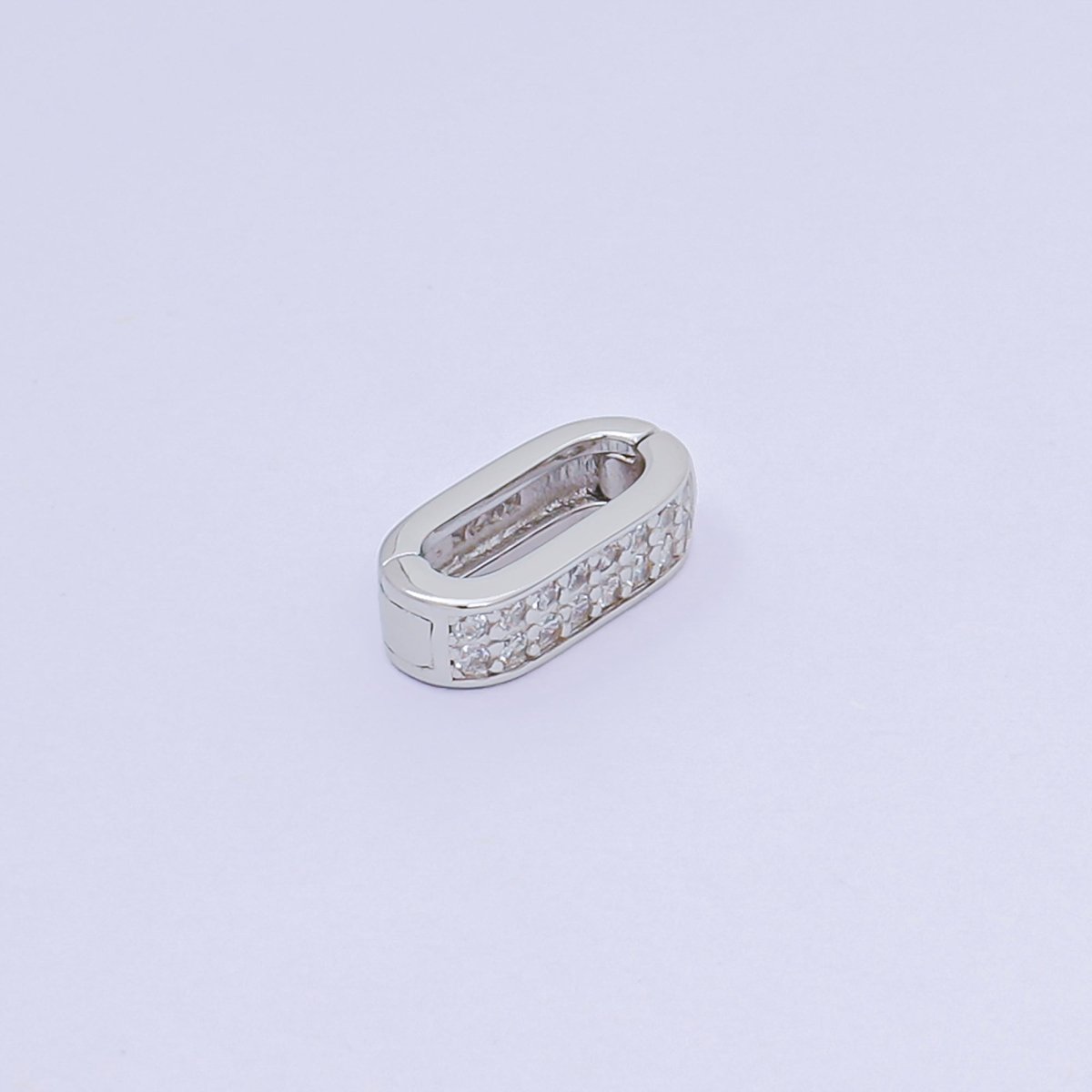 S925 Sterling Silver Micro Paved CZ Snap Clasp Closure Finding Supply | SL-673