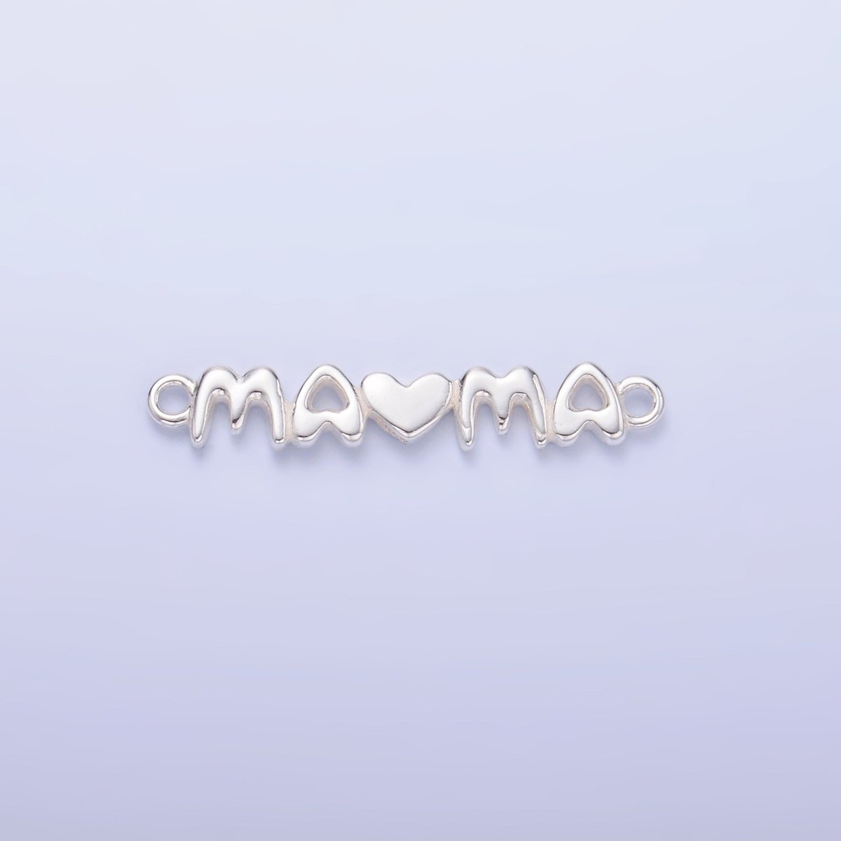 S925 Sterling Silver Mini "Mama" Heart Script Connector | SL-635